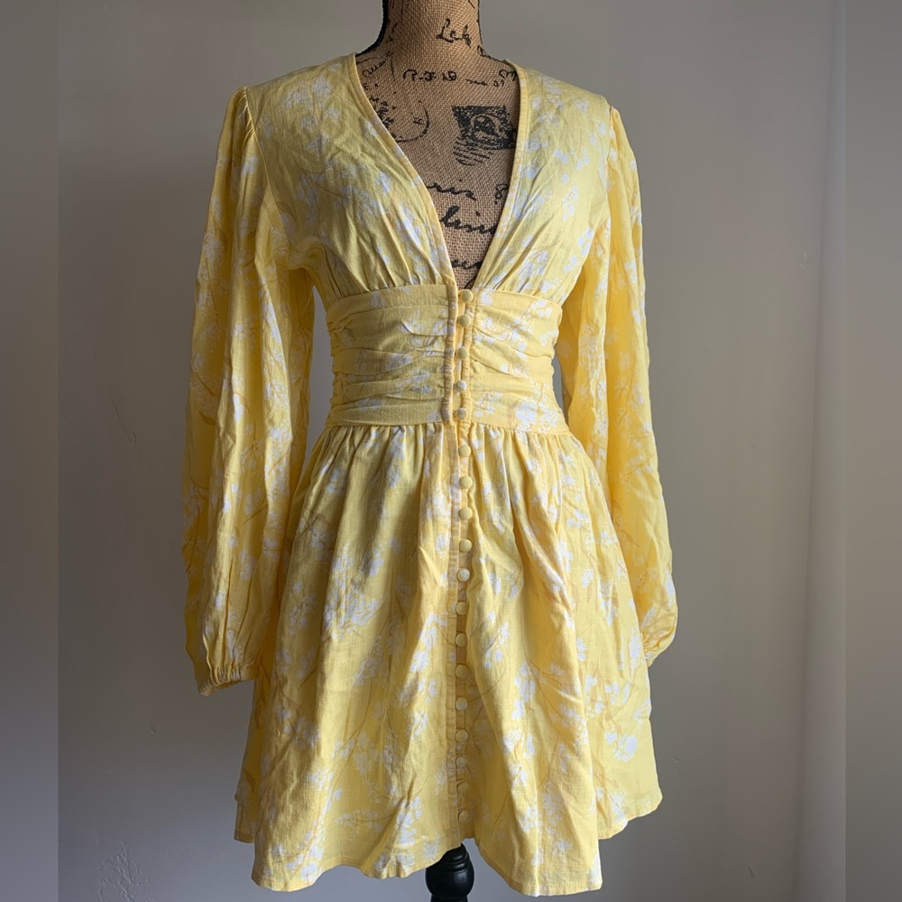 Yellow button waist sabo skirt (lulu) dress